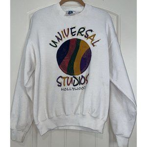 Vtg Universal Studios Hollywood Unisex Sz M Crewneck 90s Theme Park World Globe